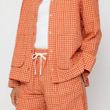 Wide Signal Shorts - Red Oxide Textured Check