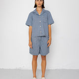Folk | Folk Workers Short Sleeve Shirt - Indigo Ticking Stripe