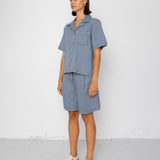 Folk | Folk Workers Short Sleeve Shirt - Indigo Ticking Stripe