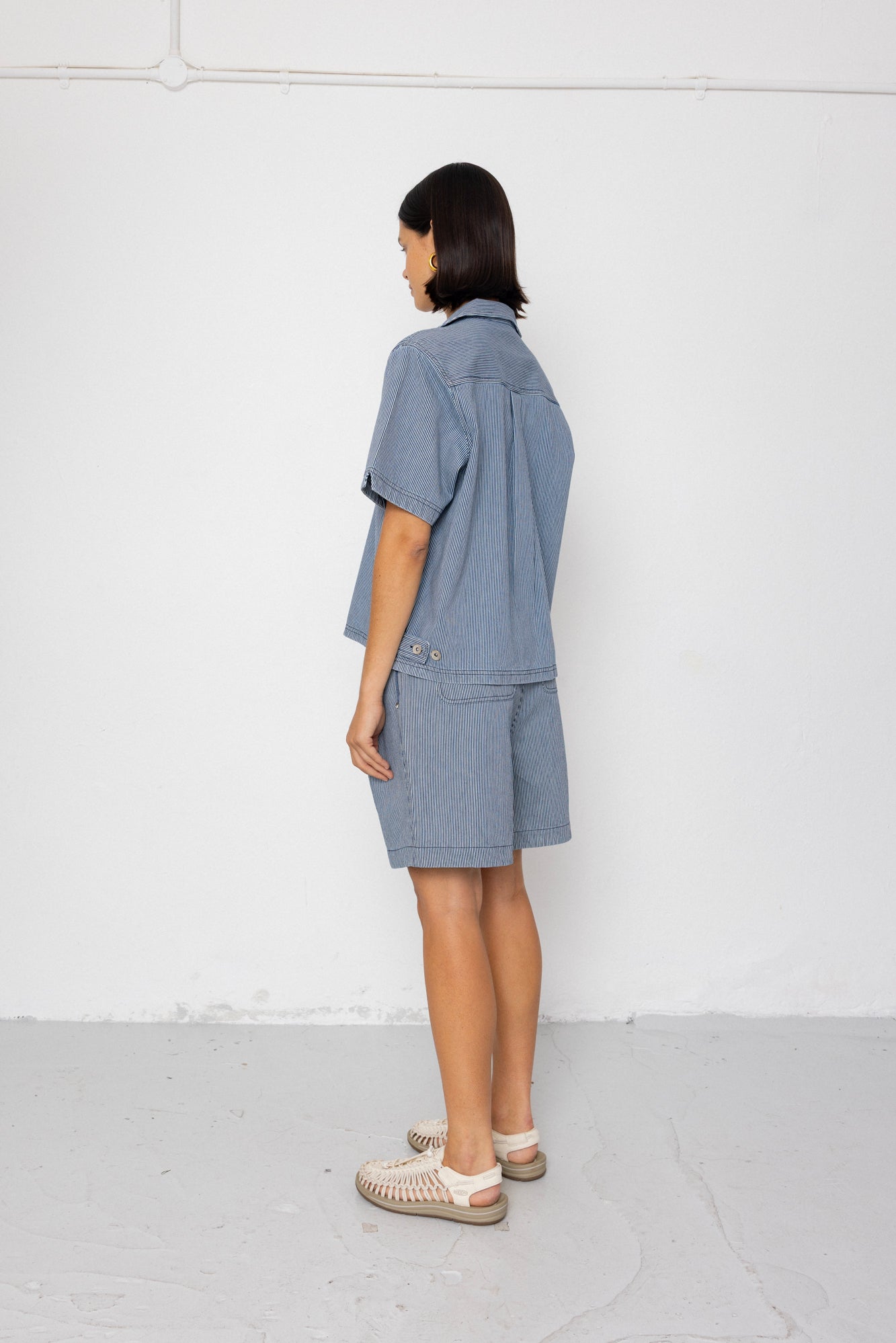 Folk | Folk Workers Short Sleeve Shirt - Indigo Ticking Stripe