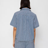 Folk | Folk Workers Short Sleeve Shirt - Indigo Ticking Stripe