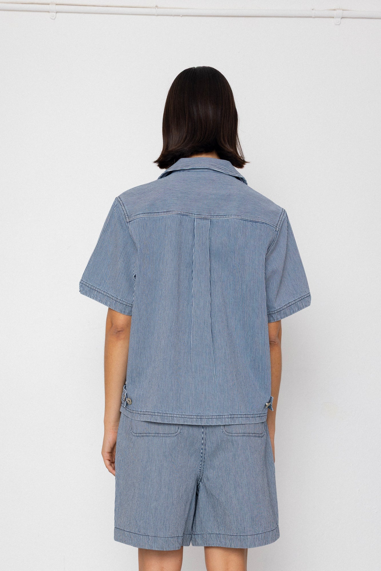 Folk | Folk Workers Short Sleeve Shirt - Indigo Ticking Stripe