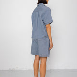 Folk | Folk Workers Short Sleeve Shirt - Indigo Ticking Stripe