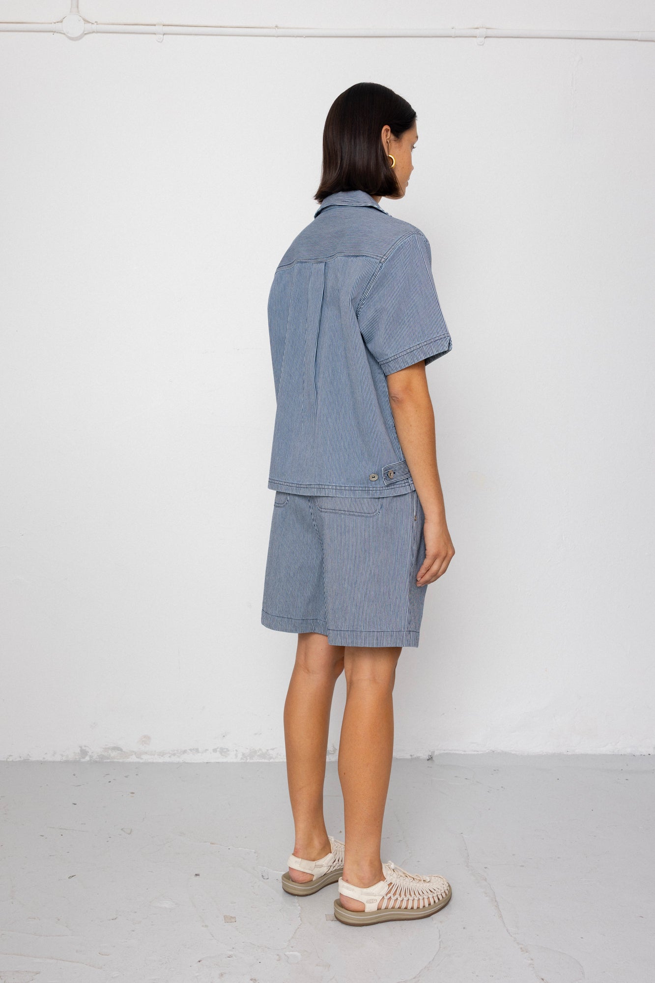 Folk | Folk Workers Short Sleeve Shirt - Indigo Ticking Stripe
