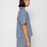 Folk | Folk Workers Short Sleeve Shirt - Indigo Ticking Stripe
