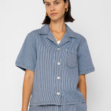 Folk | Folk Workers Short Sleeve Shirt - Indigo Ticking Stripe