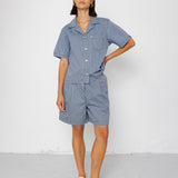 Folk | Folk Workers Short Sleeve Shirt - Indigo Ticking Stripe