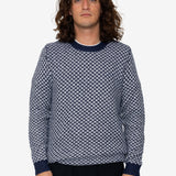 Diamond Jacquard Crew - Blue Mix