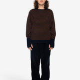 Rib Knit Top - Navy / Brown Stripe