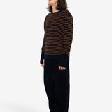 Rib Knit Top - Navy / Brown Stripe