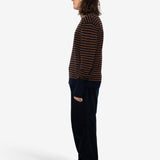 Rib Knit Top - Navy / Brown Stripe