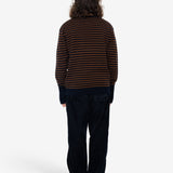 Rib Knit Top - Navy / Brown Stripe