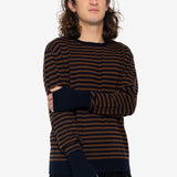 Rib Knit Top - Navy / Brown Stripe