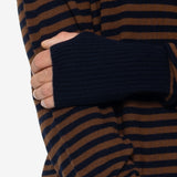 Rib Knit Top - Navy / Brown Stripe