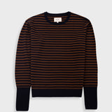 Rib Knit Top - Navy / Brown Stripe