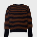 Rib Knit Top - Navy / Brown Stripe