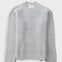 A light gray ribbed knit sweater with subtle yellow and blue flecks throughout, featuring a crew neck and raglan sleeves, shown against a light gray background.