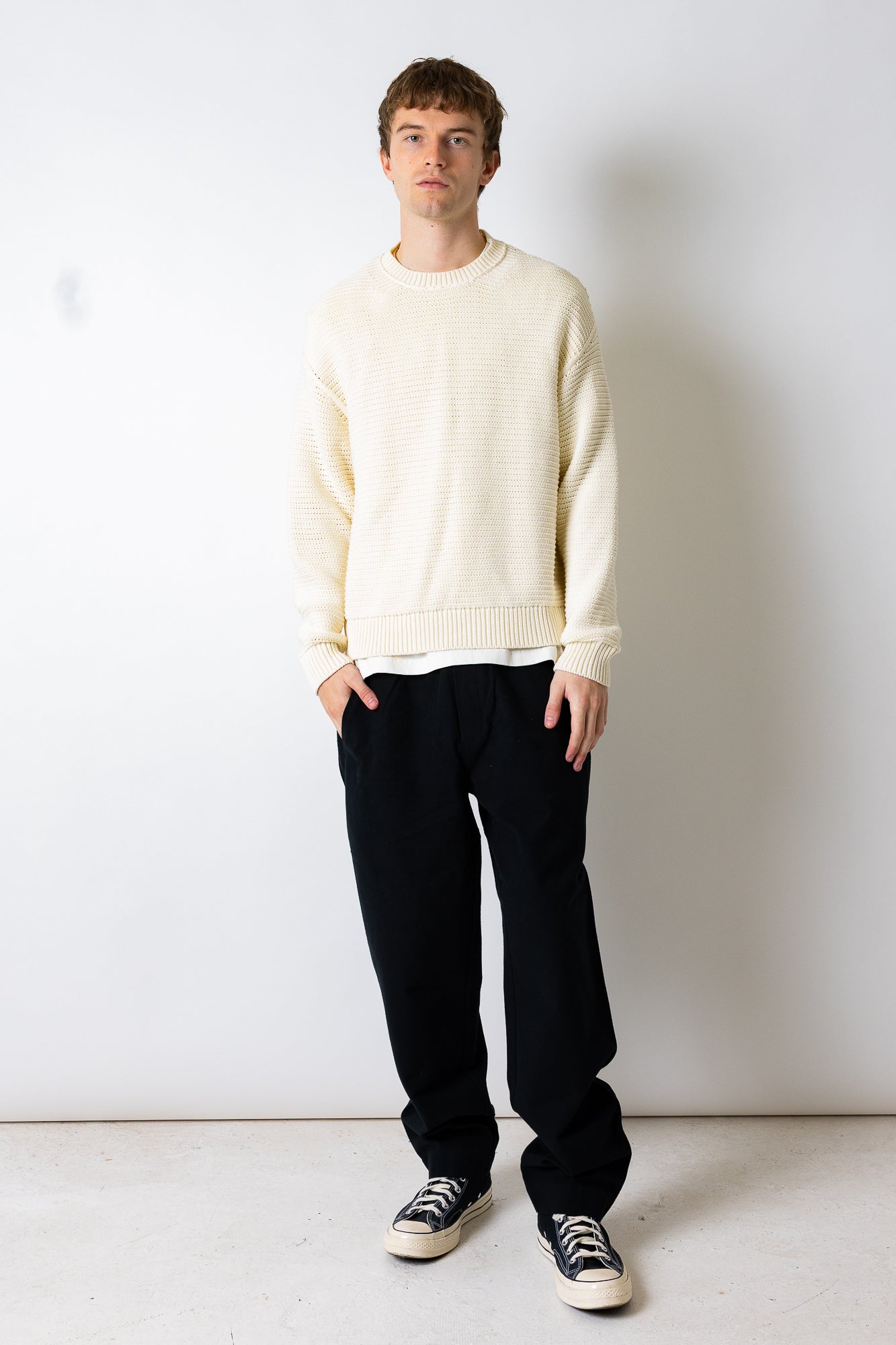 Überschnittenes Sweatshirt - Ecru