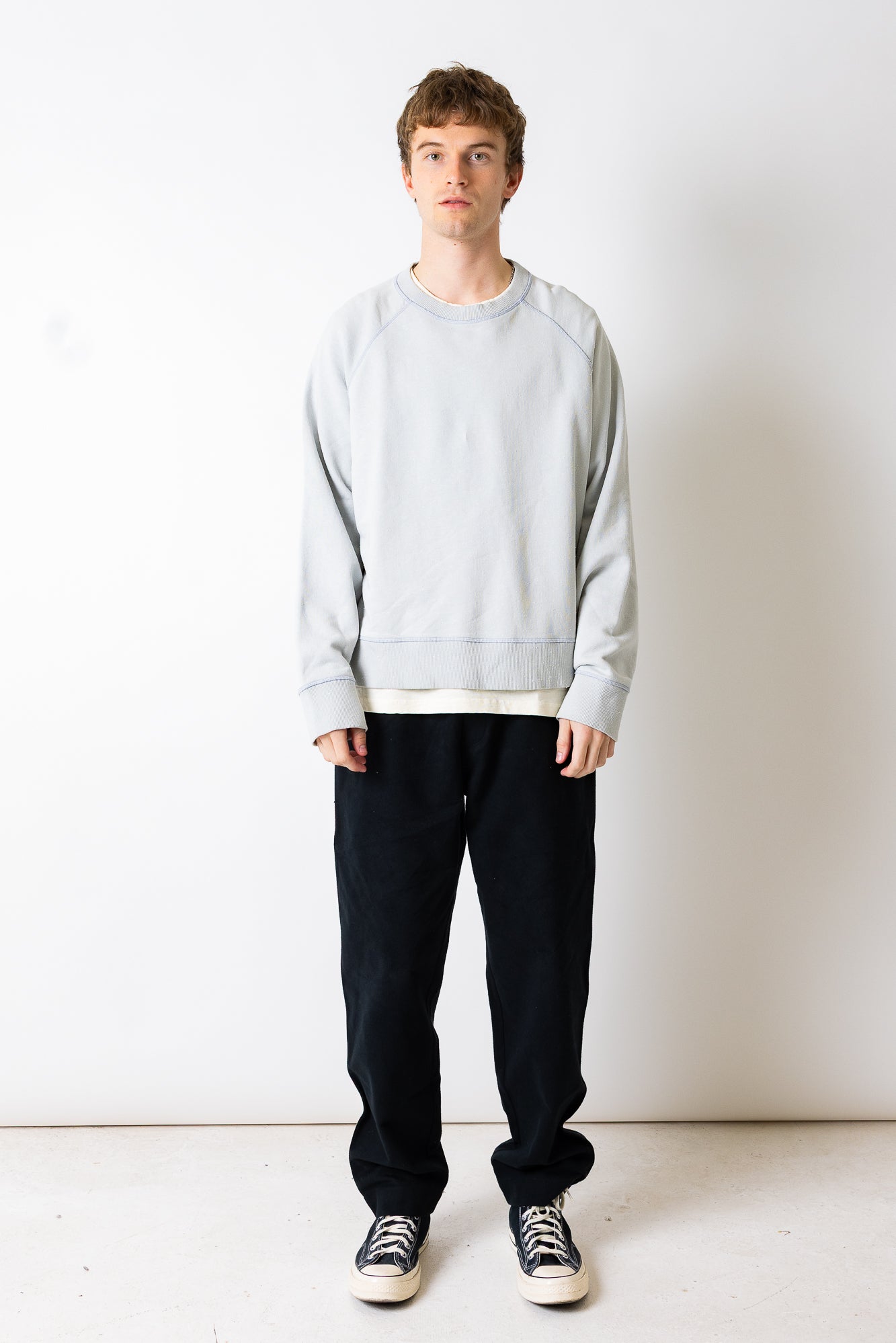 Engineered Raglan Sweat - Ice Blue Nep