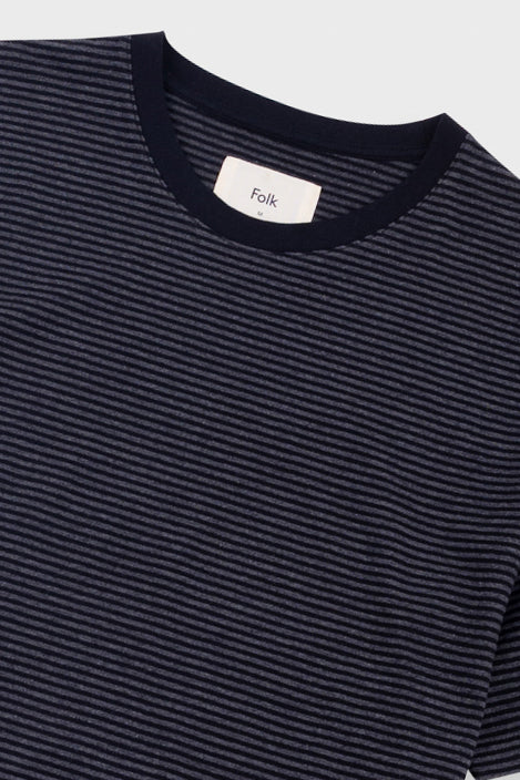 Folk | Folk 1x1 Striped T-Shirt - Black / Charcoal