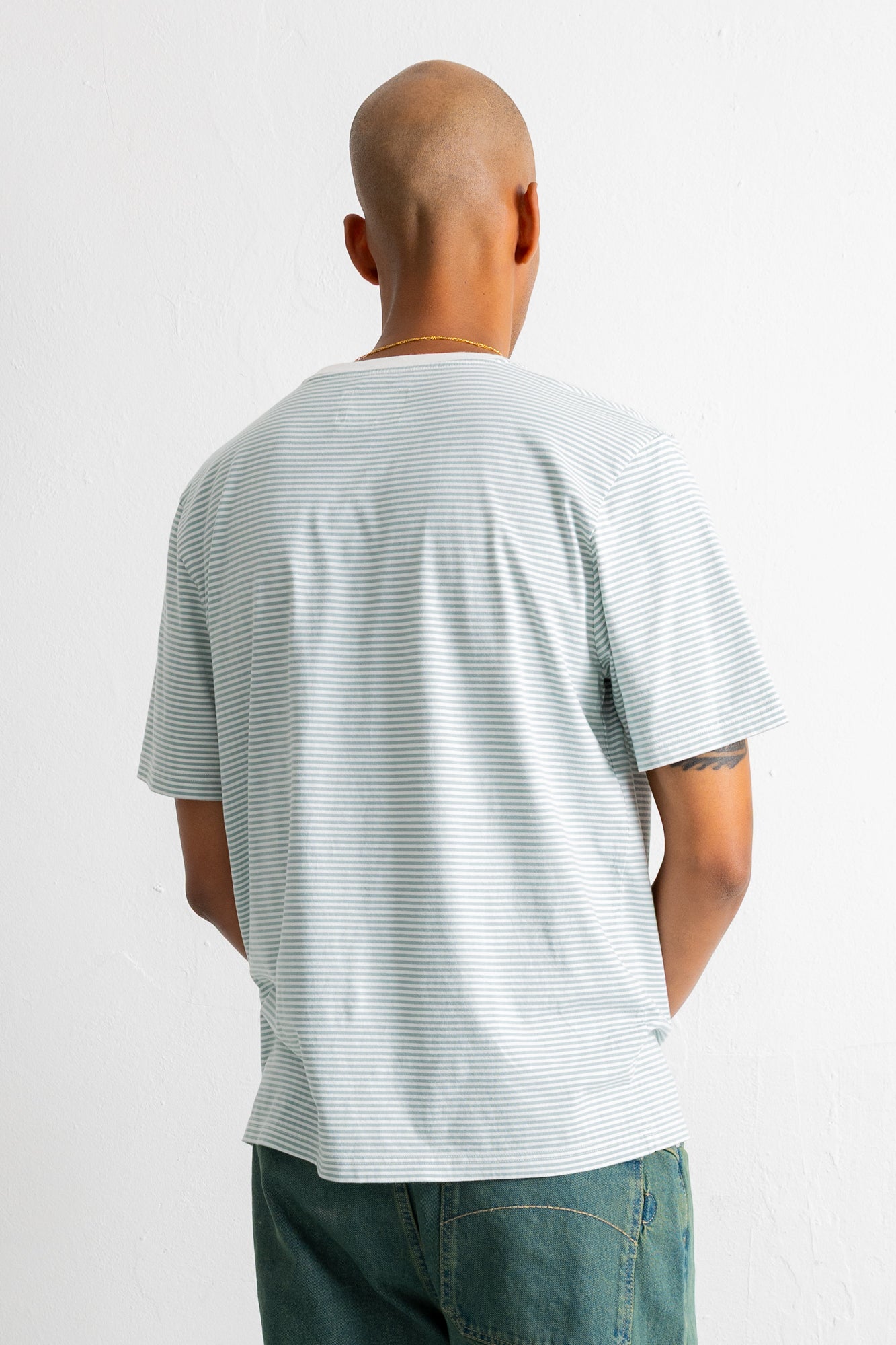 Folk | Folk 1x1 Striped T-Shirt - Blue Oxide / Ecru