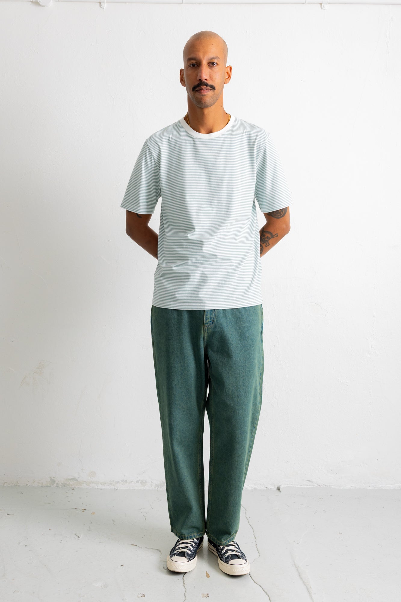 Folk | Folk 1x1 Striped T-Shirt - Blue Oxide / Ecru