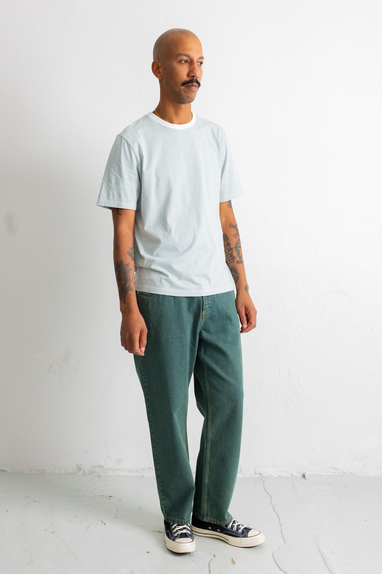 Folk | Folk 1x1 Striped T-Shirt - Blue Oxide / Ecru
