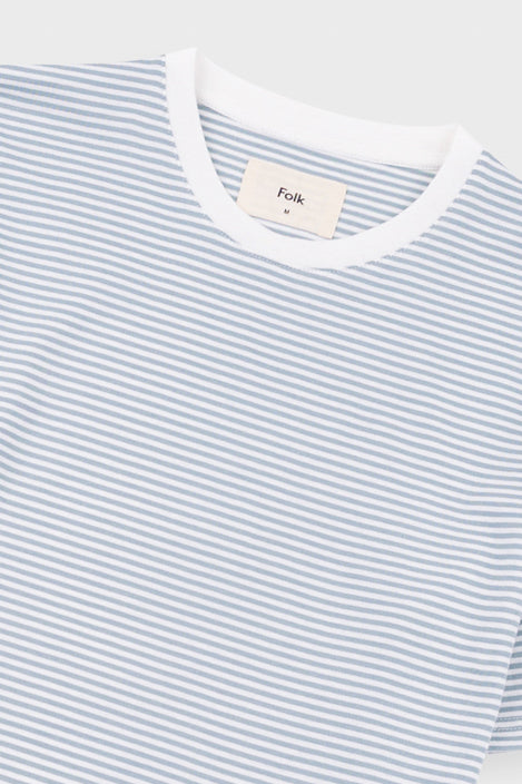 Folk | Folk 1x1 Striped T-Shirt - Blue Oxide / Ecru