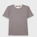 Striped t-shirt with a white collar on a light gray background