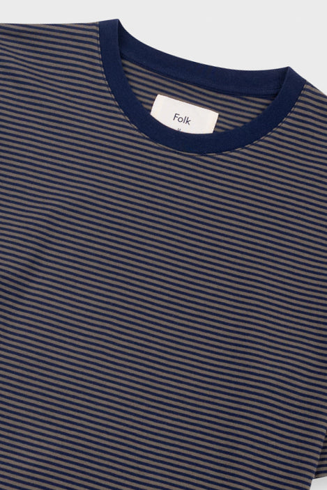 Folk | Folk 1x1 Striped T-Shirt - Navy / Olive