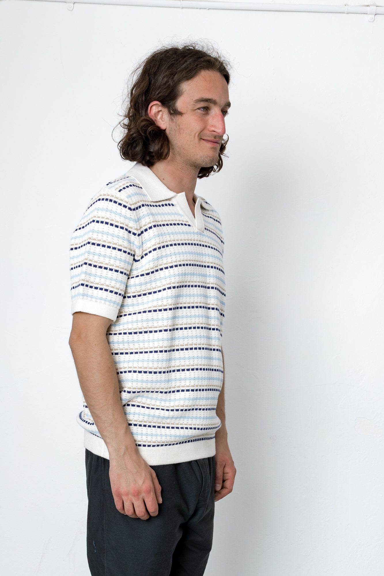 Folk | Folk Alder Polo - Ecru / Blue