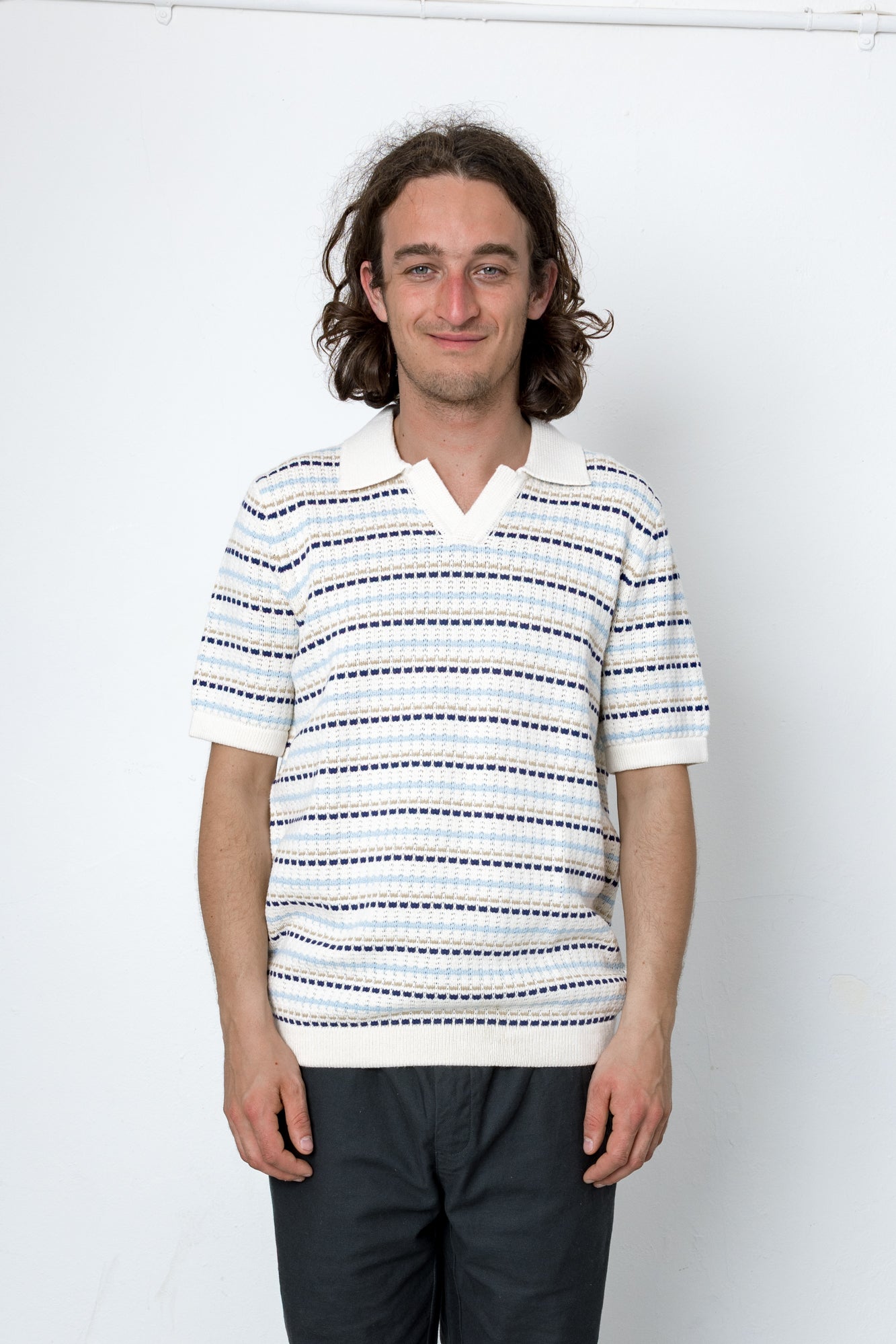 Folk | Folk Alder Polo - Ecru / Blue