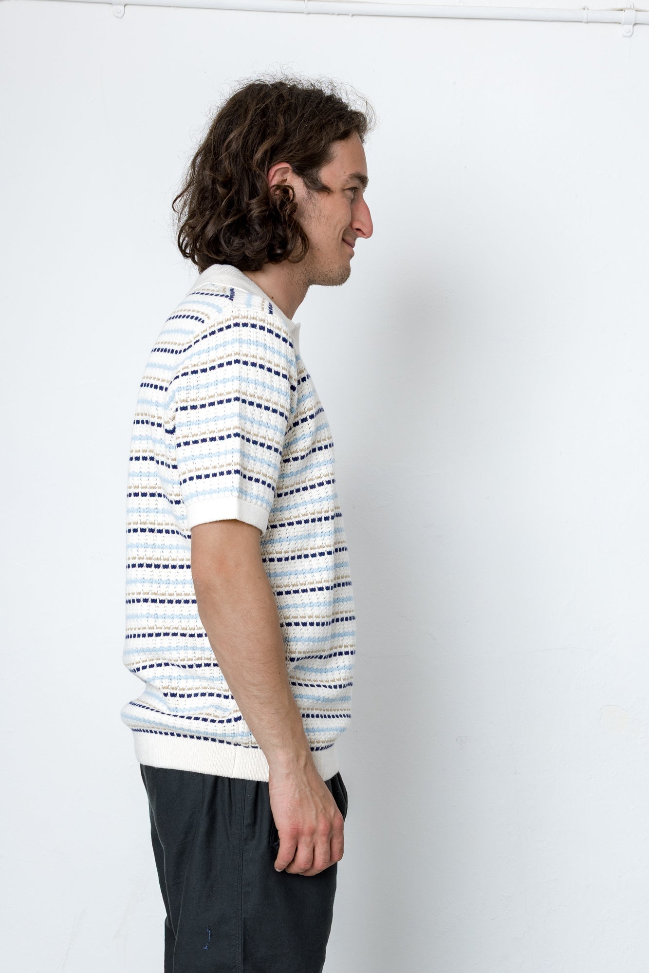 Folk | Folk Alder Polo - Ecru / Blue
