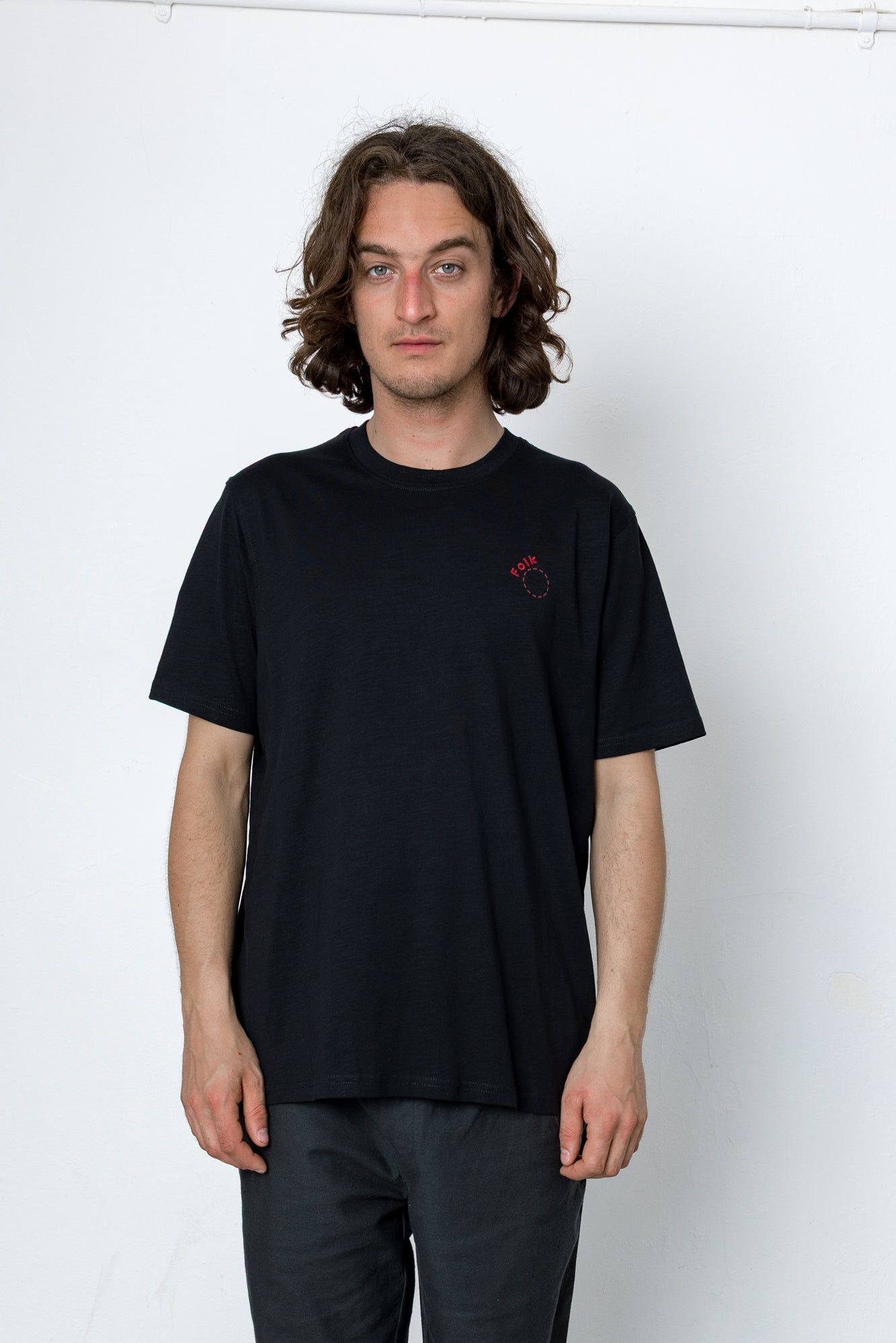 Folk | Folk Arch Embroidery T-Shirt - Black