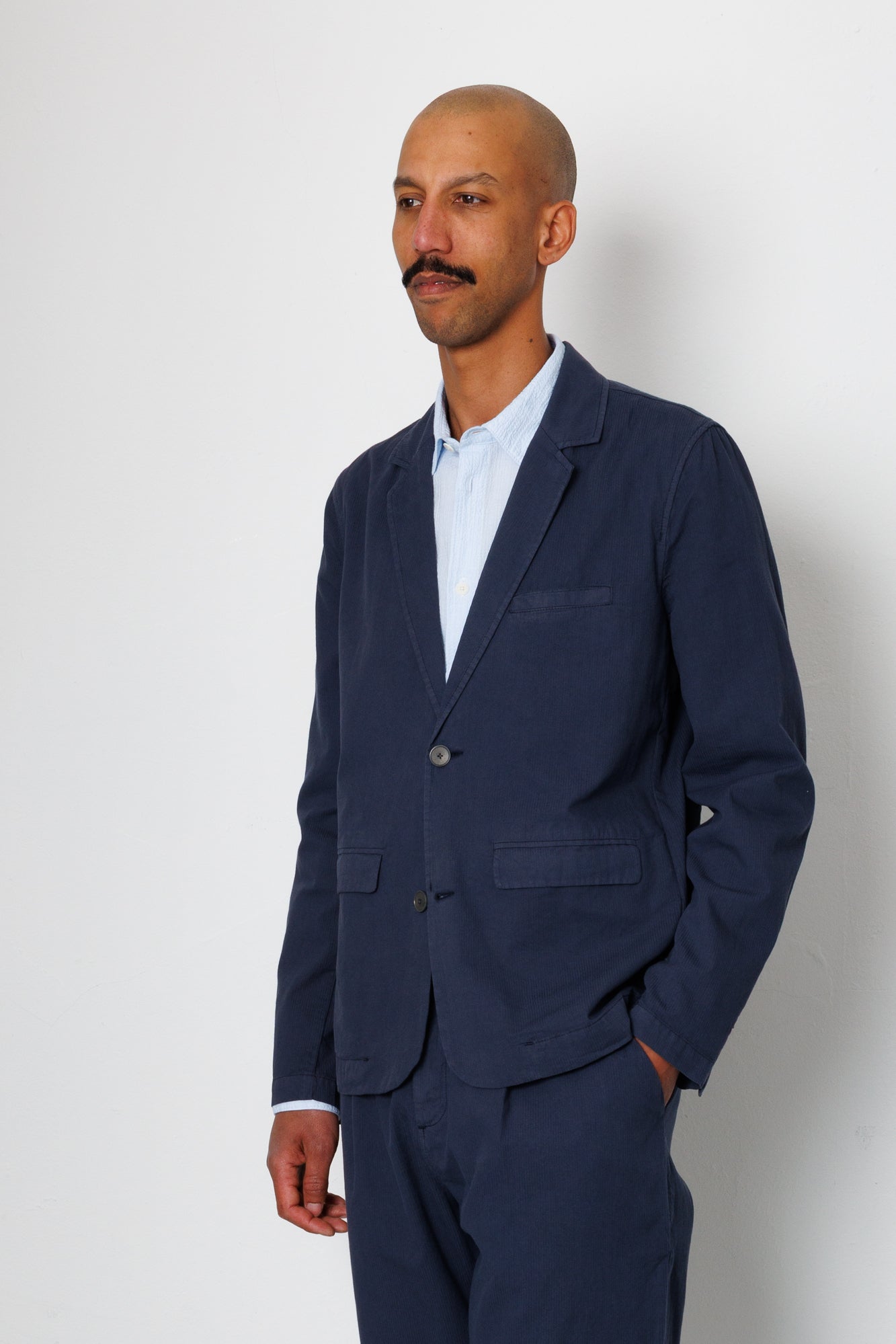 Folk | Folk Assembly Blazer - Soft Navy Mini Stripe