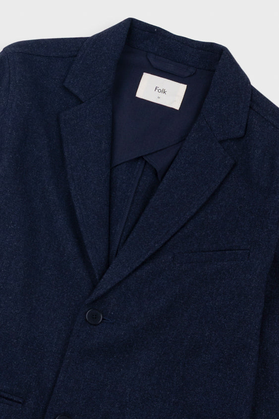 Folk | Folk Assembly Blazer - Dark Navy Melange Wool