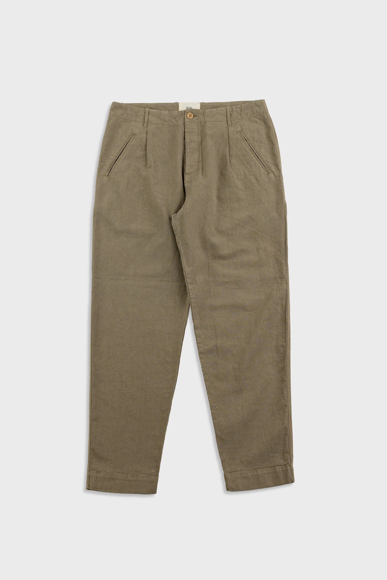 Folk | Folk Assembly Pant - Khaki Cotton Linen