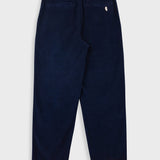 Navy blue pants on a light gray background