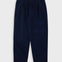 Navy blue corduroy pants on a light gray background