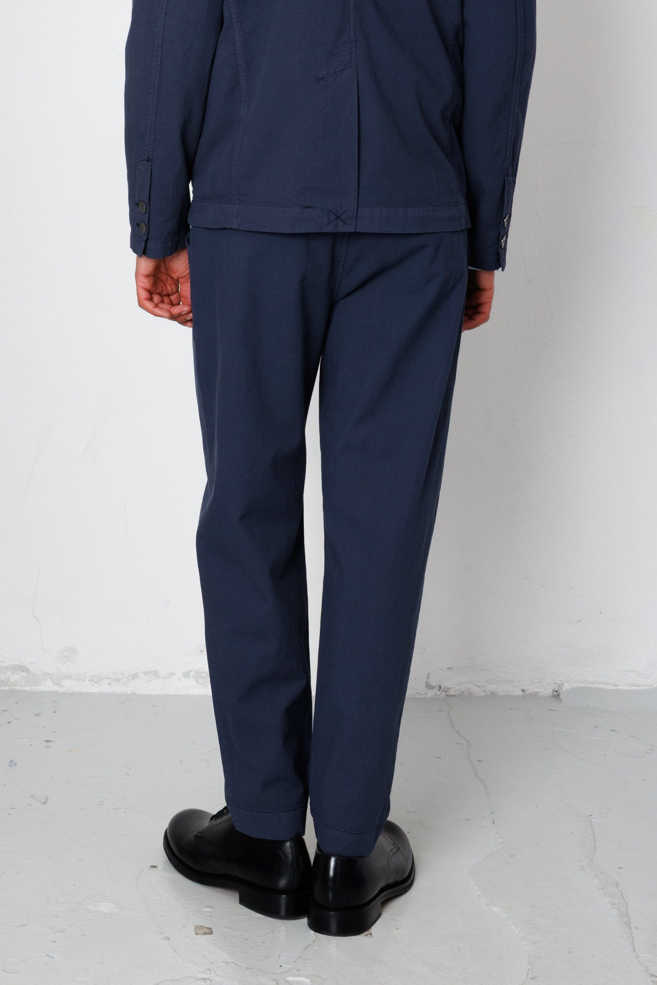 Folk | Folk Assembly Suit Trouser - Soft Navy Mini Stripe