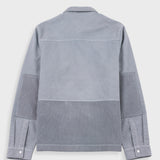Gray jacket with textured pattern on a light gray background