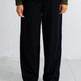 Baggy Trousers - Black Wool Mix