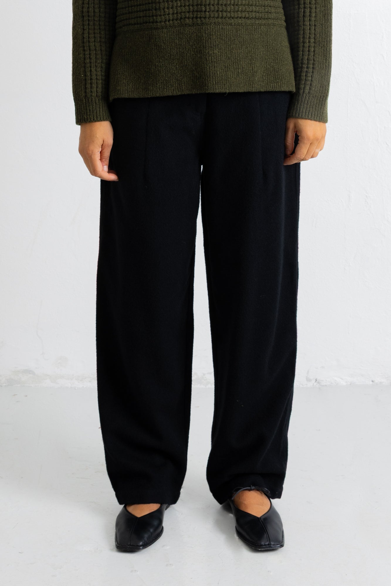 Baggy Trousers - Black Wool Mix