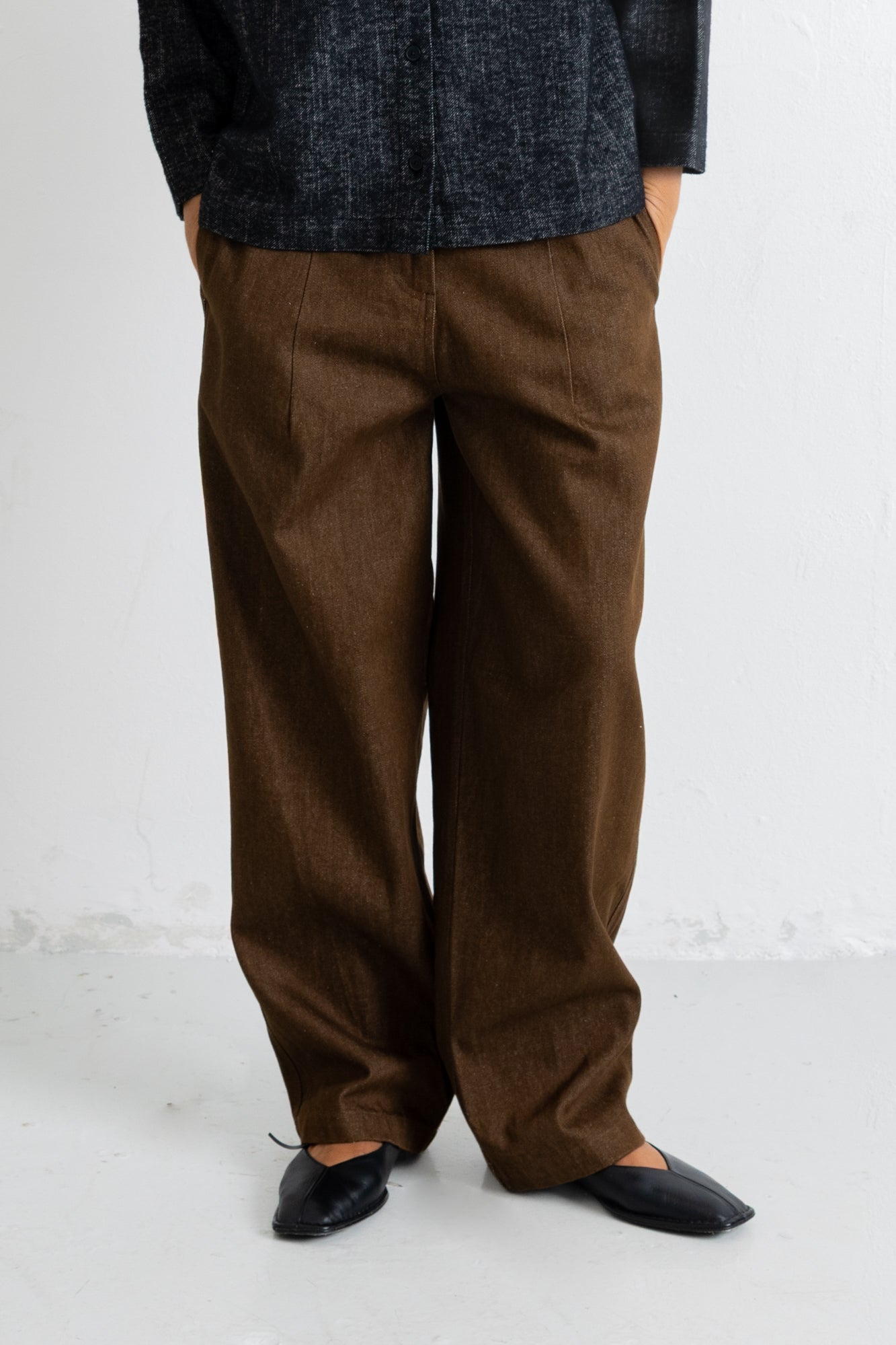 Baggy Trousers - Brown Denim