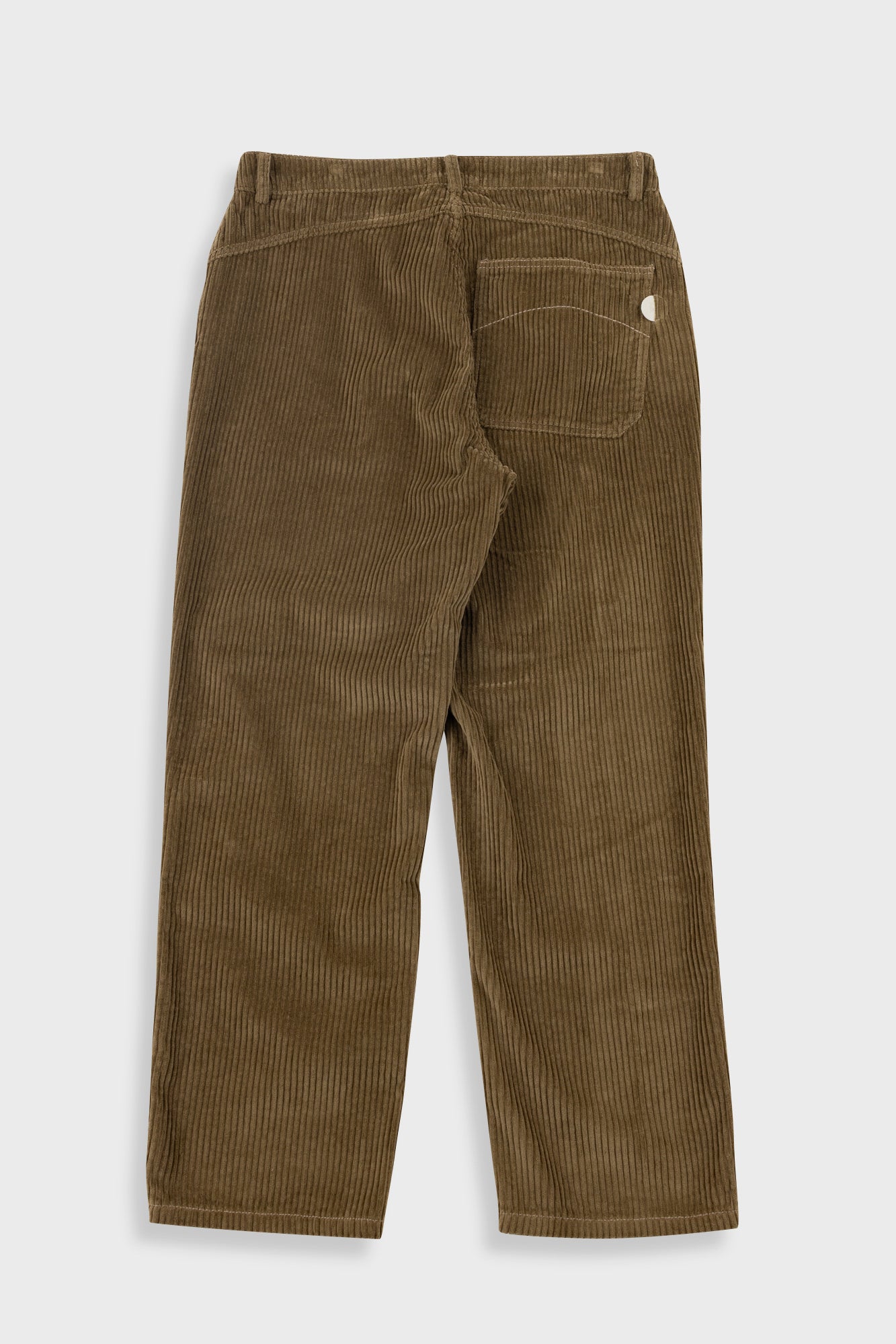Brown corduroy pants on a white background