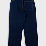 Navy blue jeans on a white background