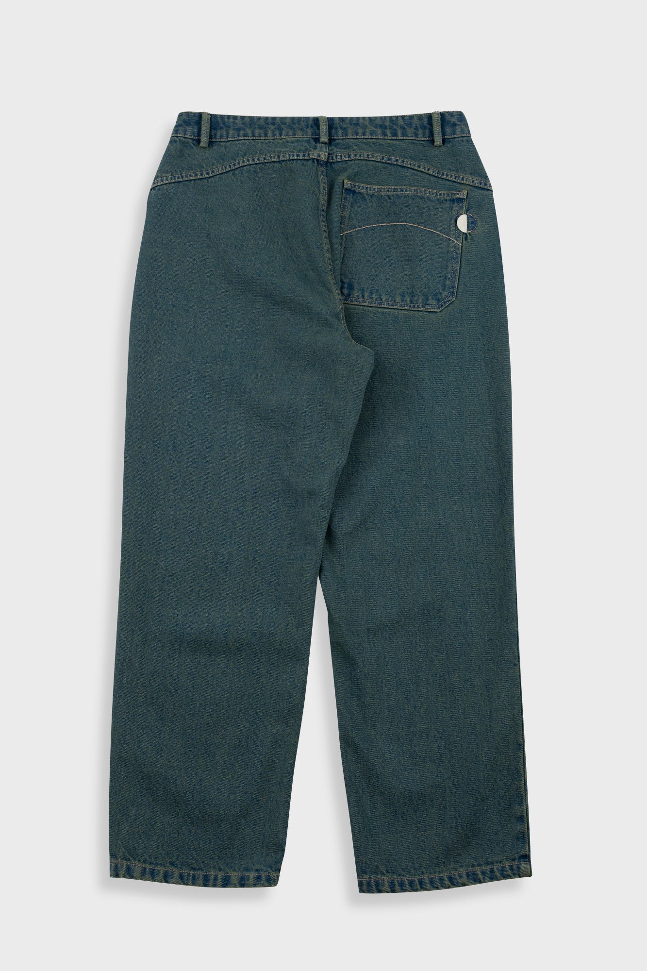 Green jeans on a white background