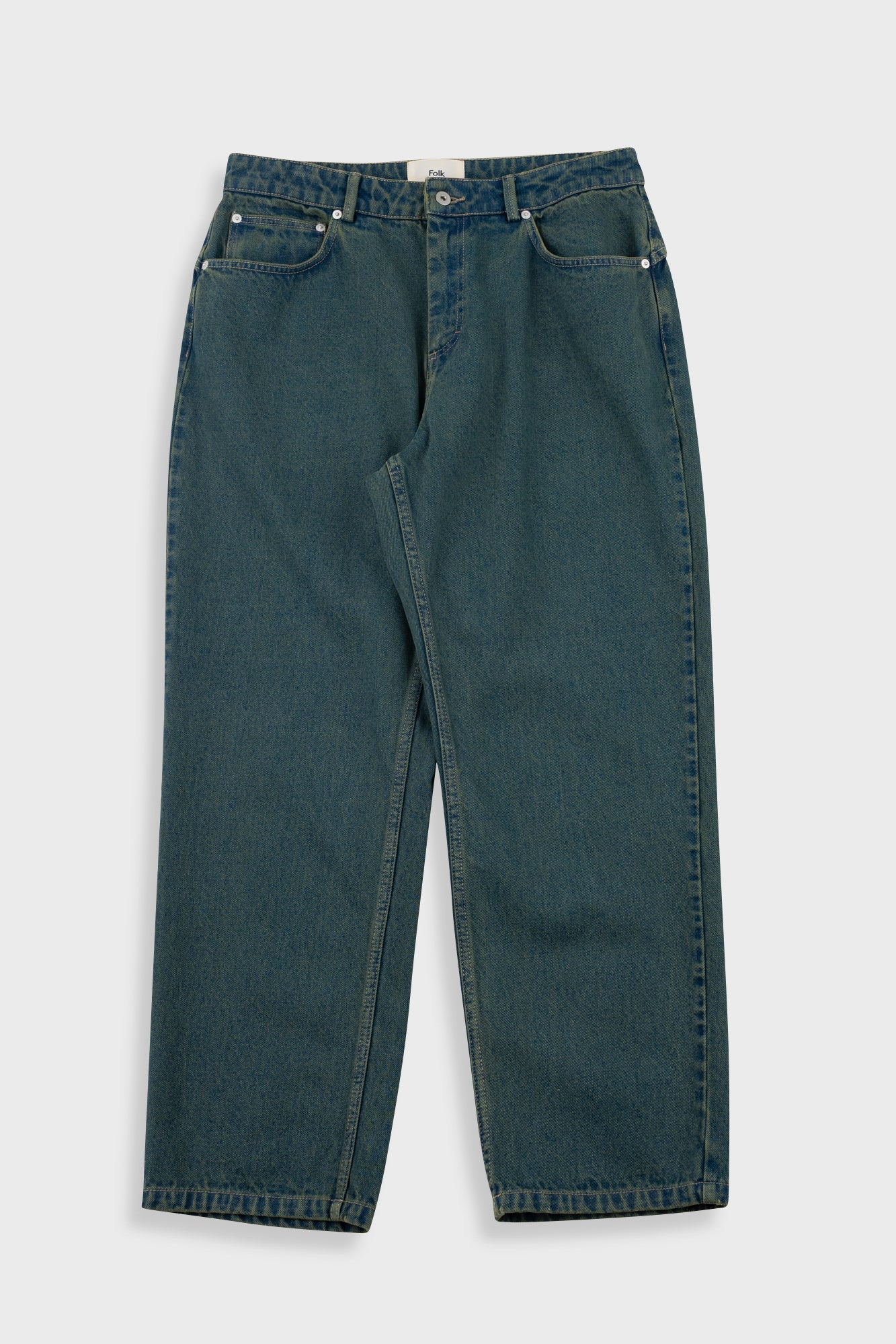 Pair of blue jeans on a white background