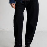 Barrel Trousers - Black Washed Denim