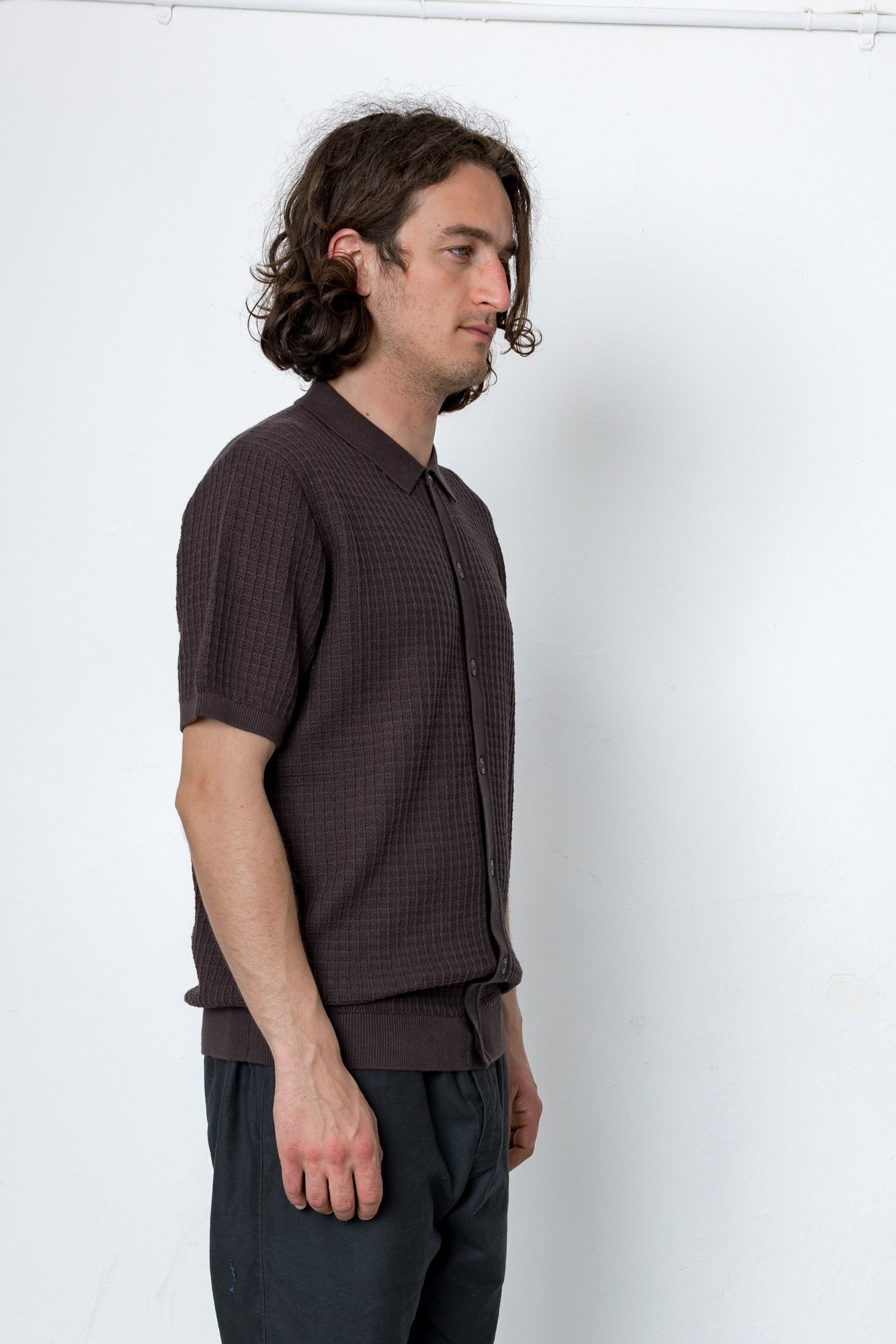 Folk | Folk Beech Short Sleeve Button Through - Chocolate